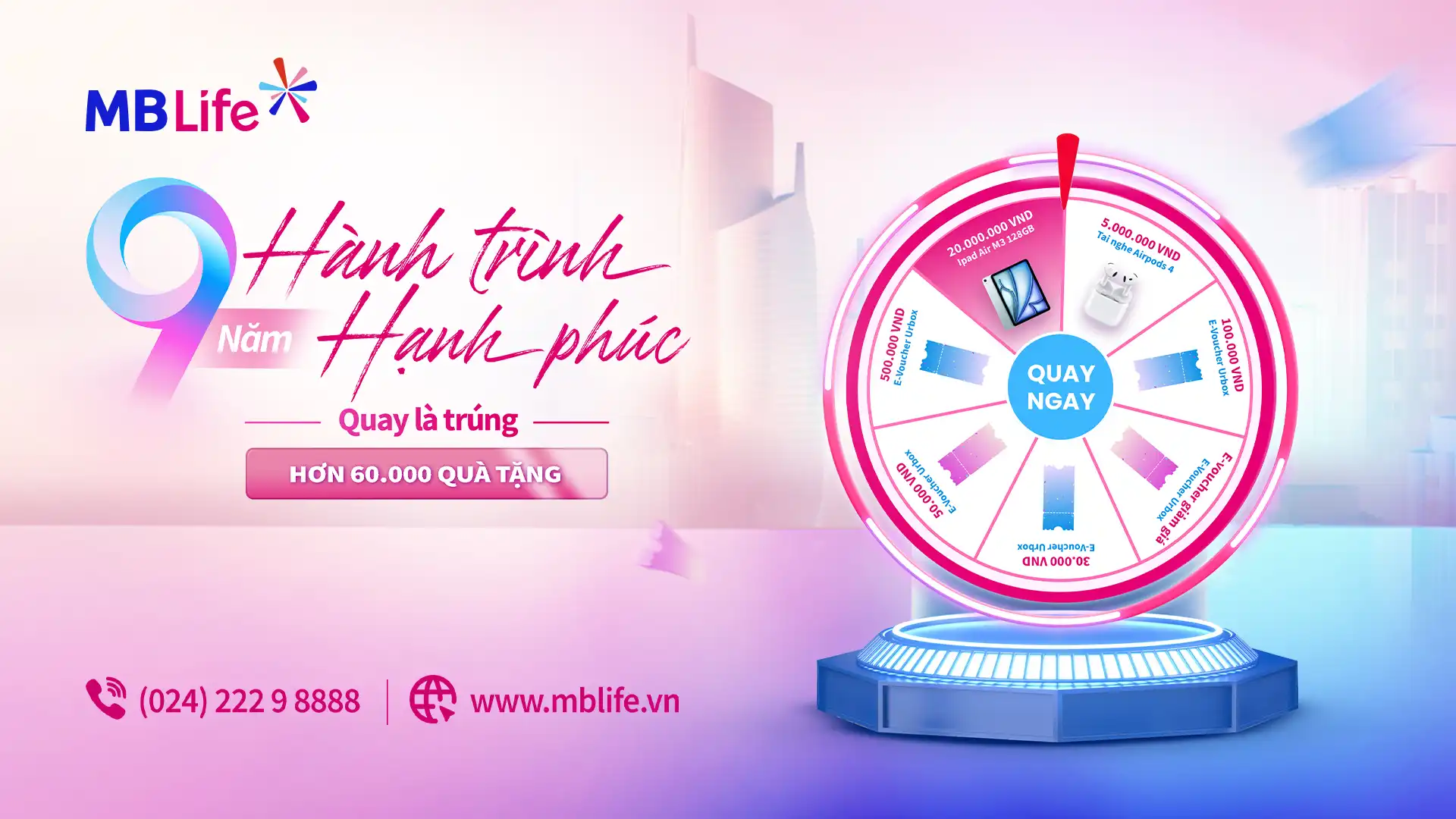 Chương trình khuyến mại tuần: 9 năm Hành Trình Hạnh Phúc – Quay là trúng